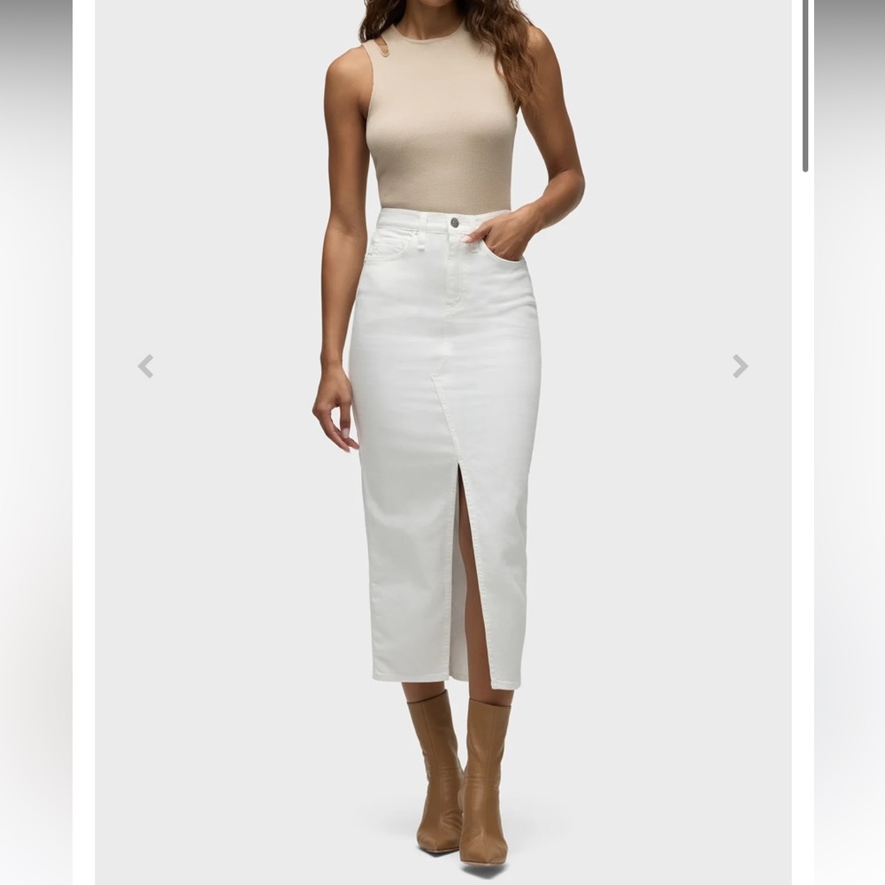 NWT Hudson Jeans Reconstructed White Denim Midi Skirt